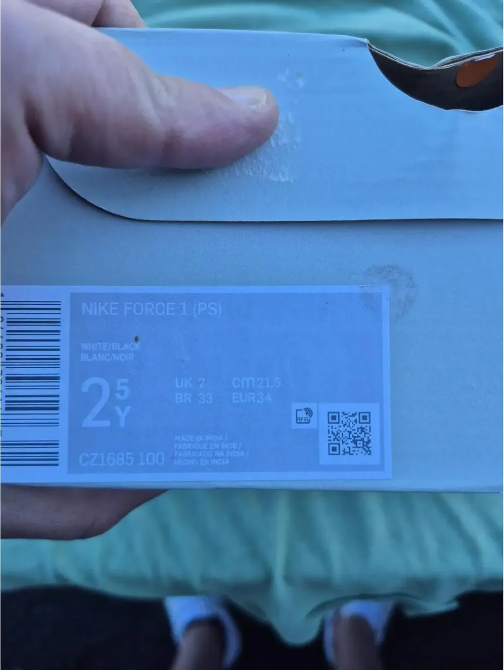 Nike Force 1 White/Black (CZ1685 100) 2.5Y New in Box